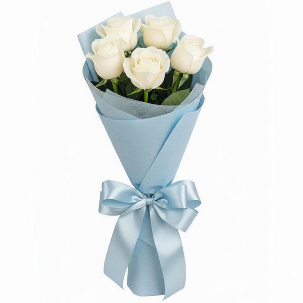 Букет 5 Белых роз Проуд в Сонино