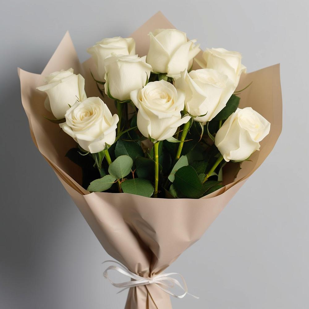 Букет 9 Белых роз Эдлесс Лав в Сонино