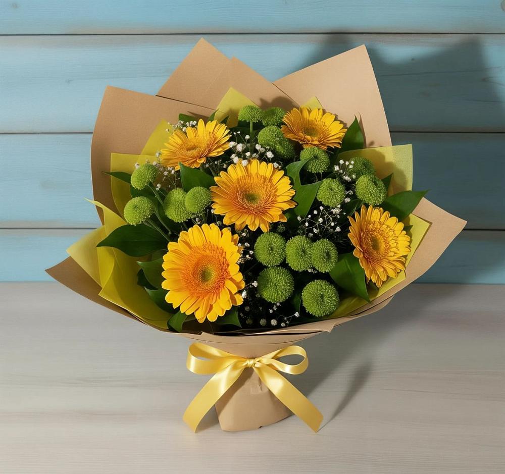 Букет цветов из: Герберы и Хризантемы в Сонино