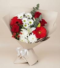 Букет цветов из:  Розы, Хризантемы, Герберы и Лилии в Сонино