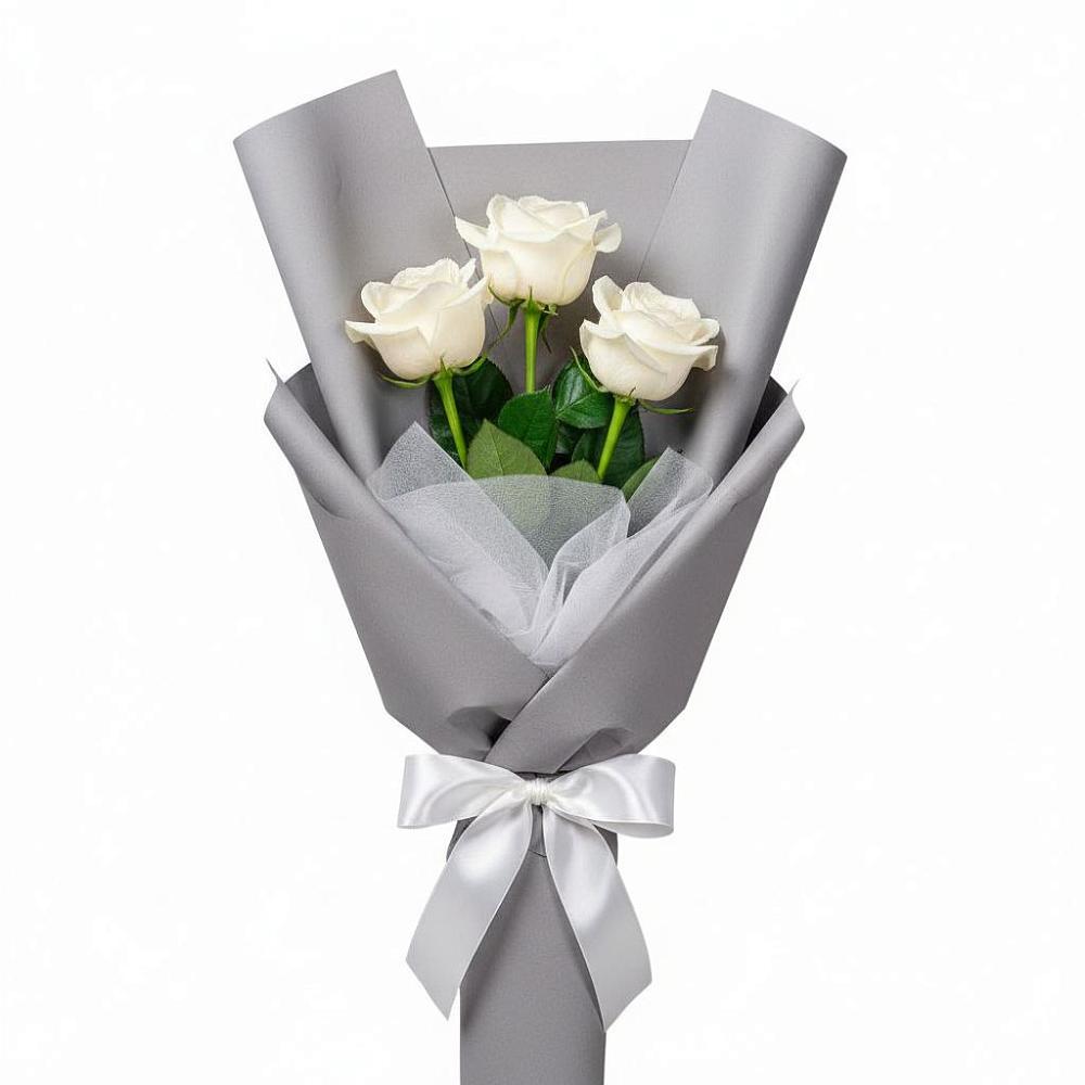 Букет 3 белые розы в Сонино