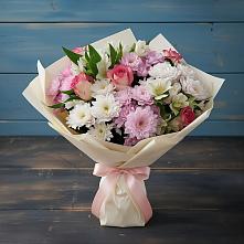 Букет цветов из:  Хризантемы, Альстромерии и Розы #REPLACE_PRED# Сонино