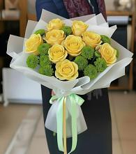 Букет цветов из:  Хризантемы и Розы #REPLACE_PRED# Сонино