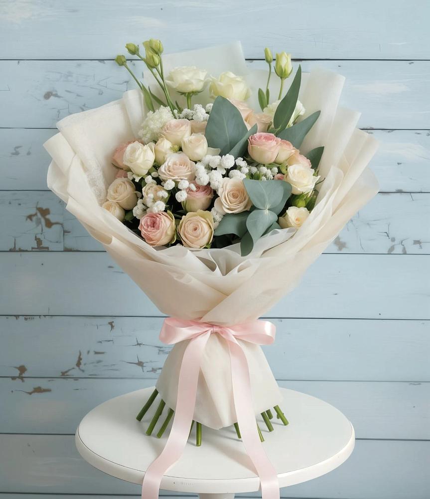 Букет цветов из: Розы и Лизиантусы в Сонино